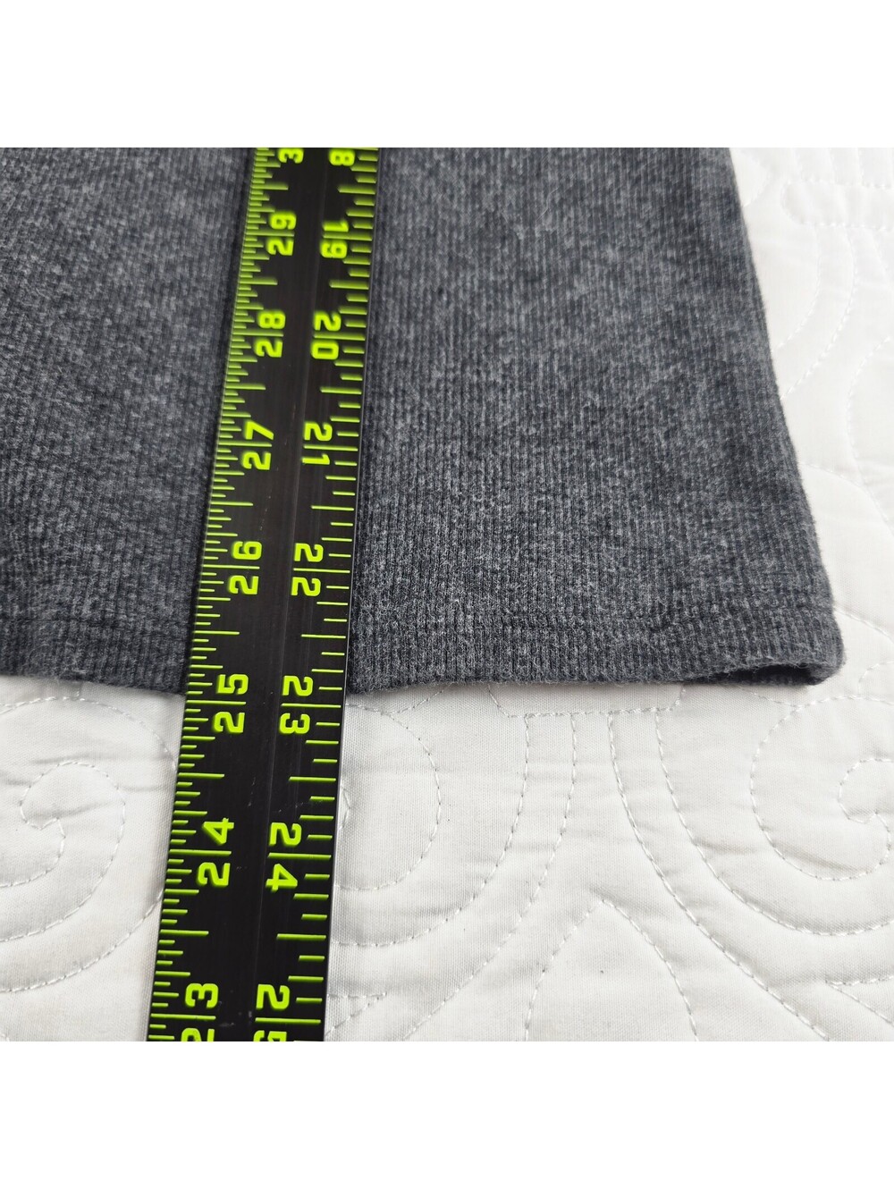 LOFT Outlet Women’s Large Gray Puff Sleeve Knit Top Stretch Cotton Scoop Neck - Picture 4 of 7